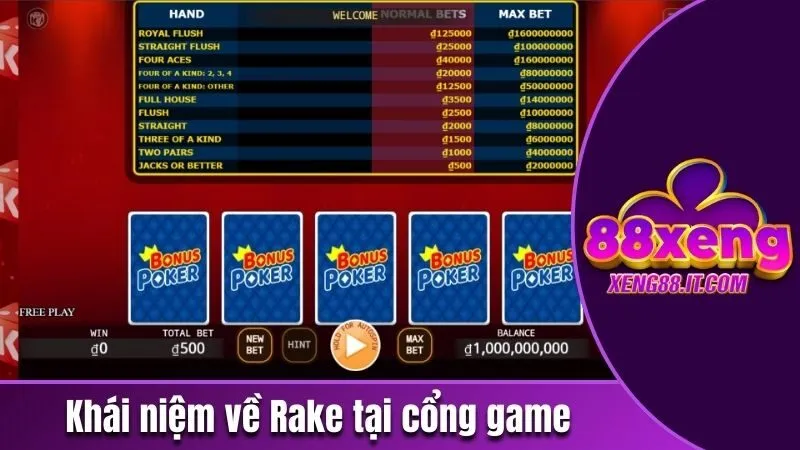 Khái niệm về Rake tại cổng game