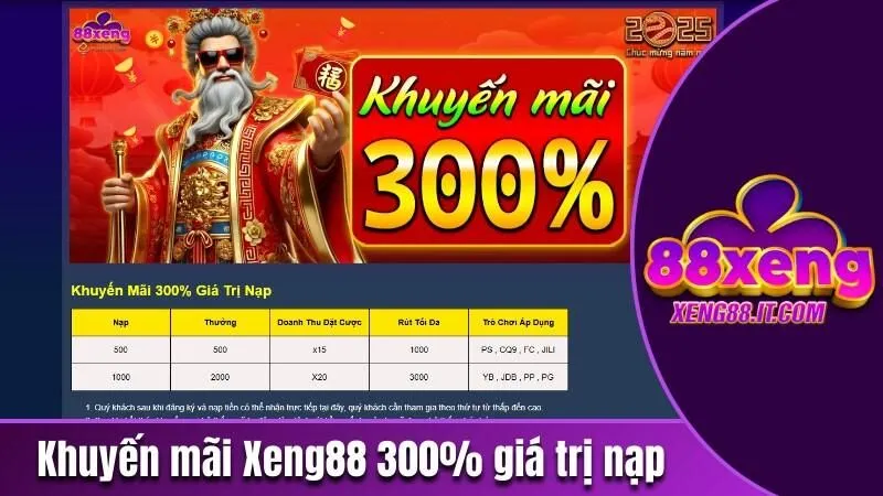 Khuyến mãi Xeng88 lên đến 300% giá trị nạp
